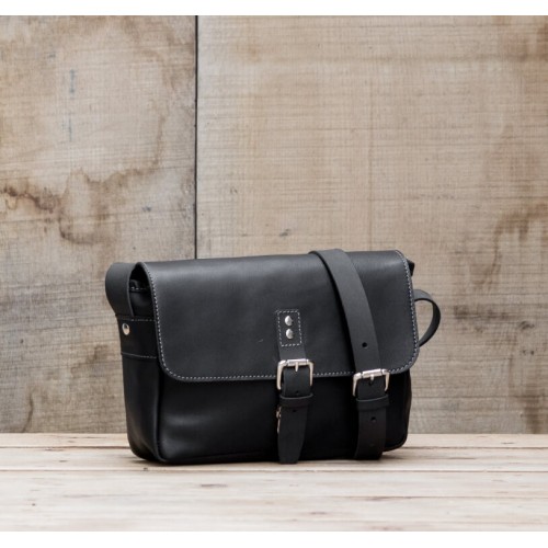 SAC CUIR NOIR  | Petit messager 